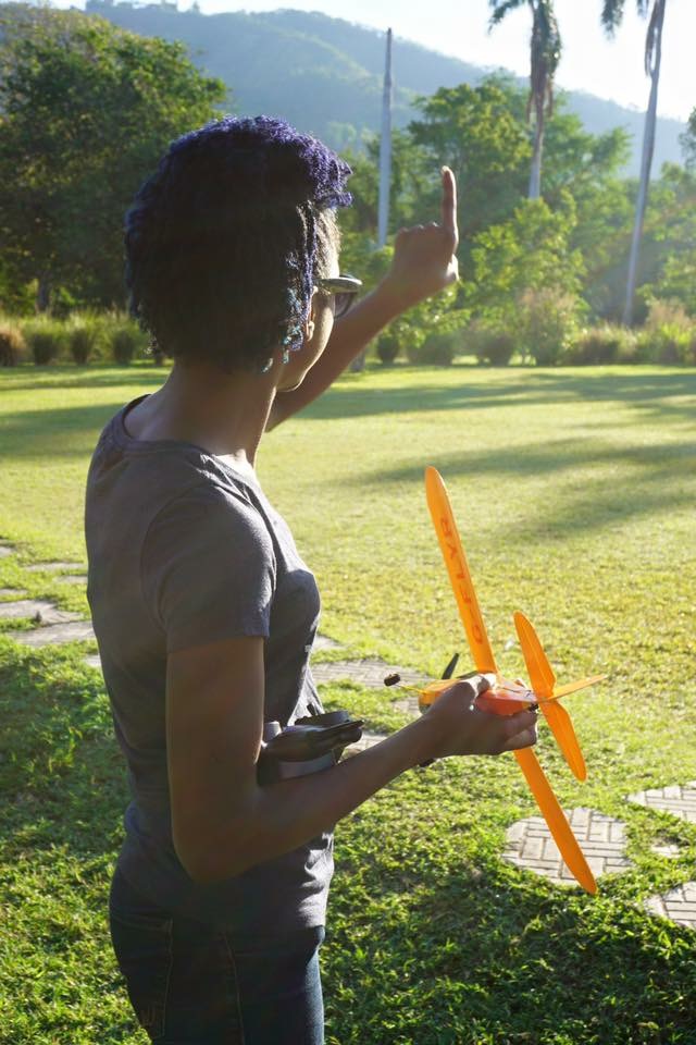 Image of Gabrielle flying RC Airplane